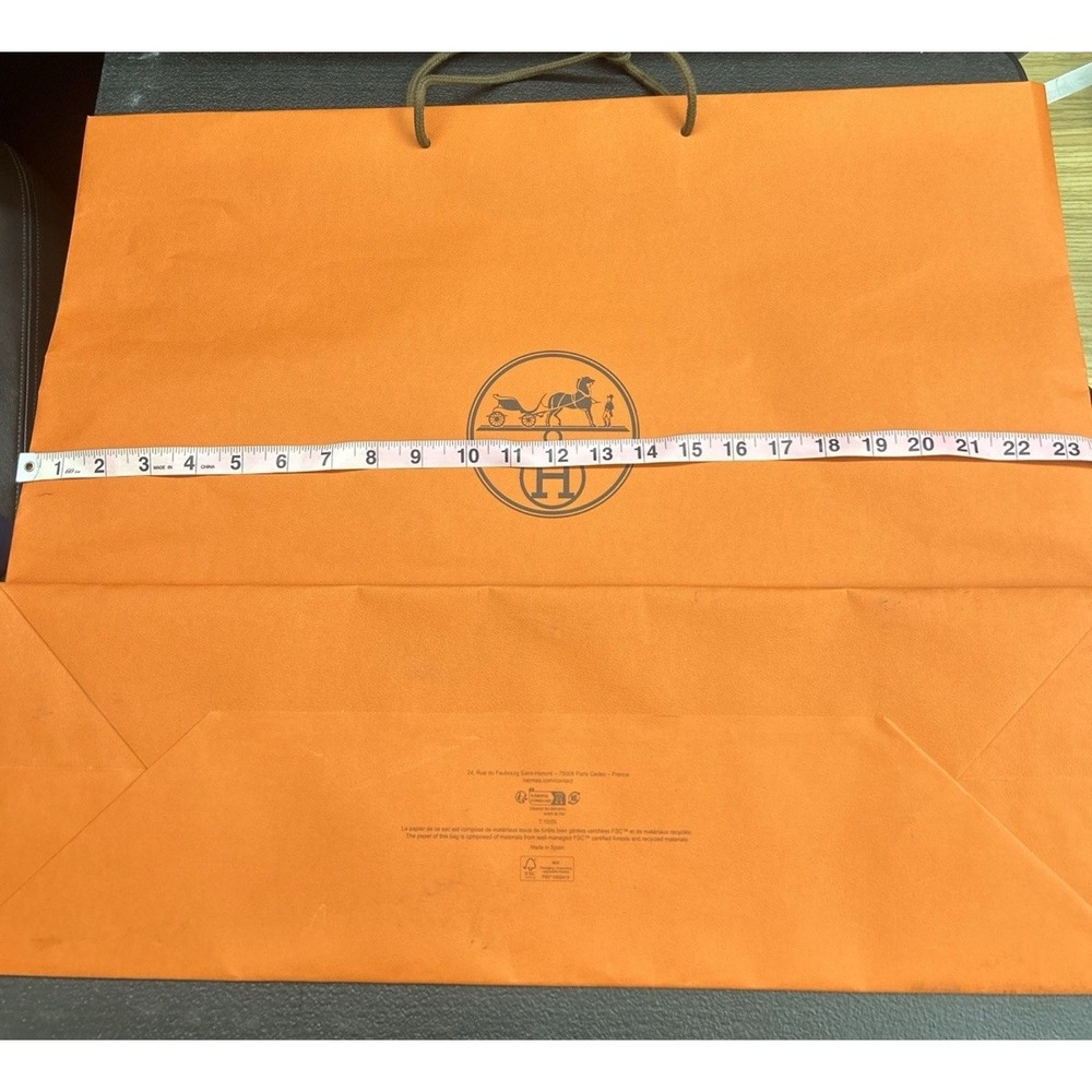 Auth Hermes Extra Large Shopping Gift Paper Tote Bag 23.5 x 19.25 x 7.5 #1709
